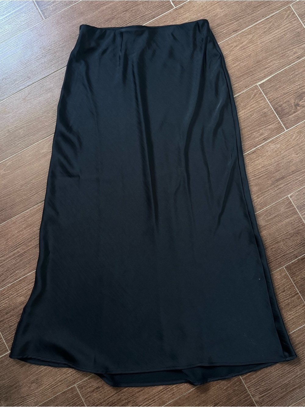 Classic Black Satin A-Line Skirt